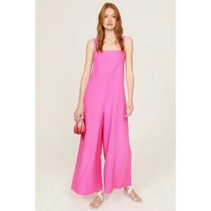 Adam Lippes Relaxed‎ Overall Wide Leg Pink Jumpsuit Women's 6 Artsy Bohemian Bow